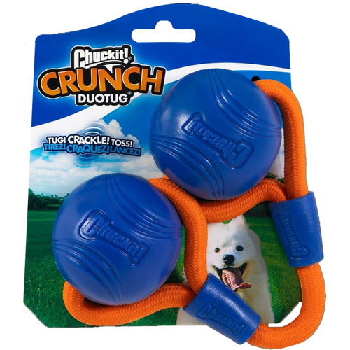 Chuckit! Crunch Duo Tug - szarpak dla psa z dwiema trzeszczącymi piłkami