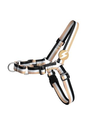 Dashi Stripes Brown & Black Front Harness - szelki norweskie dla psa, no-pull, paski brązowo-czarne