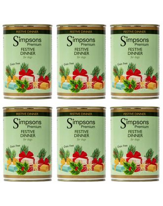 Simpsons Premium Festive Dinner - Grain Free Wet Dog Food with Turkey, Duck and Goose - 6x 400g