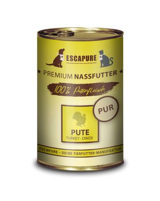 Escapure Pute Pur - uzupełniająca mokra karma dla psa i kota, 100% indyka - 400g