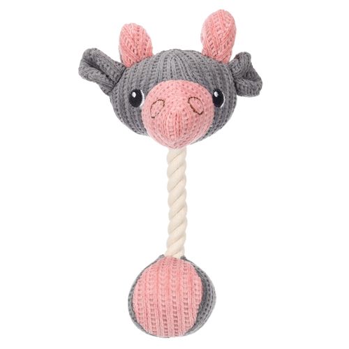 Flamingo Puppy Zoda Ram 26cm - pluszowa zabawka dla szczeniaka, głowa baranka ze sznurem i piszczałką