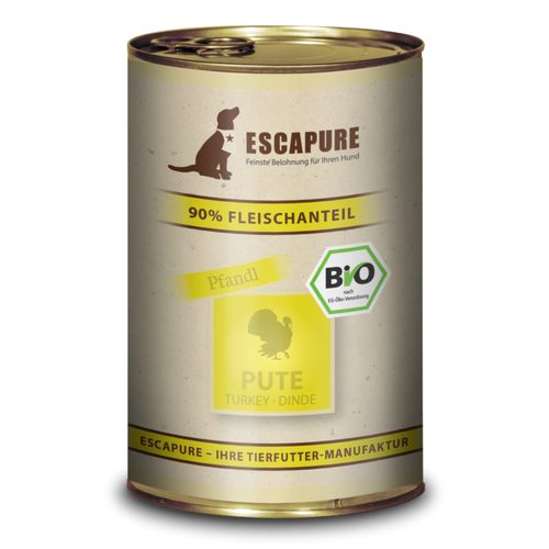 Escapure Pute Bio 400g - ekologiczna, mokra karma dla psa, indyk i gęś z warzywami, ziołami