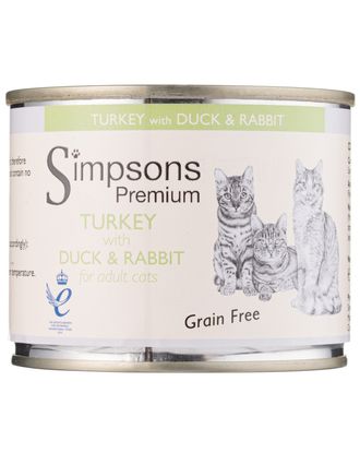 Simpsons Premium Cat Turkey, Duck &amp; Rabbit - bezzbożowa mokra karma dla kota, indyk, kaczka i królik - 200g