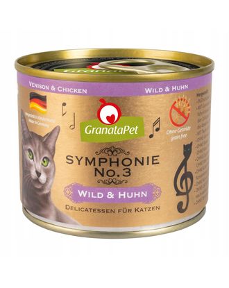 GranataPet Symphonie No.3 - wysokomięsna karma dla kota, dziczyzna i kurczak - 200g