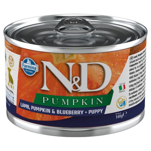 Farmina ND Pumpkin Lamb & Blueberry Puppy - karma dla szczeniąt oraz suk ciężarnych i karmiących, z jagnięciną, dynią i borówkami