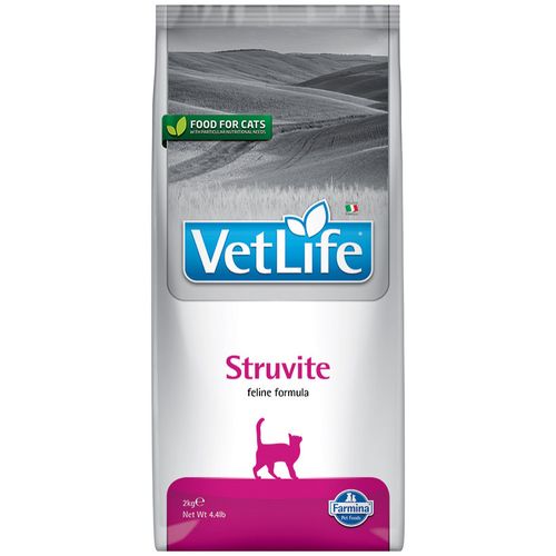 Farmina Vet Life Cat Struvite 2kg - pełnoporcjowa karma weterynaryjna dla kotów, ograniczająca powstawanie i rozpuszczająca kamienie struwitowe