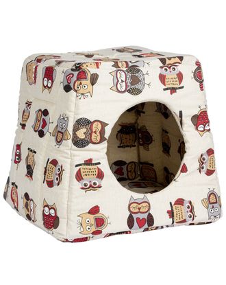 Record Gufetto Igloo Pet Bed 43x43x40cm - legowisko budka dla psa i kota, bez poduszki, wzór sowy