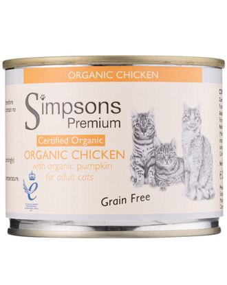 Simpsons Premium Cat Organic Chicken with Pumpkin - bezzbożowa mokra karma dla kota, kurczak z dynią - 200g