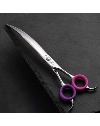 Blovi Curly Line Extra Curved Scissors 8" – Long Grooming Shears for Curly Coats, Japanese Steel
