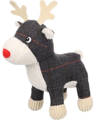 Flamingo Christmas Araceli Reindeer - zabawka świąteczna dla psa, pluszowy renifer z piszczałką, szary