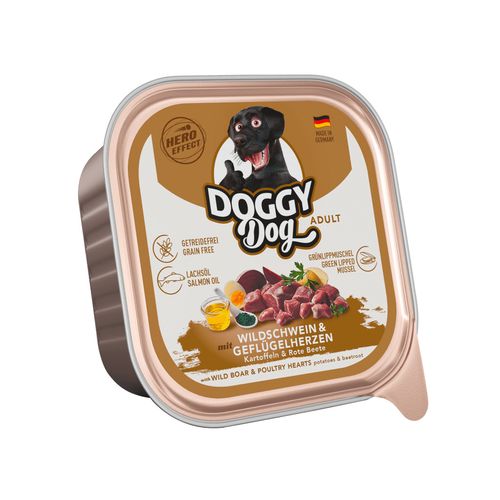 Doggy Dog Wild Boar & Poultry Hearts 150g - bezzbożowa mokra karma dla psa, z dzikiem i sercami drobiowymi
