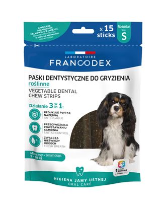 Francodex Dental Chews S 15szt. - przysmaki dentystyczne dla szczeniąt i małych psów, usuwające kamień i brzydki zapach z pyska