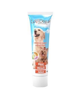 Lovi Dog Snack Creme Pate Dear 90g - pasztet dla psa w tubce, z jeleniem, witaminami i Omega-3