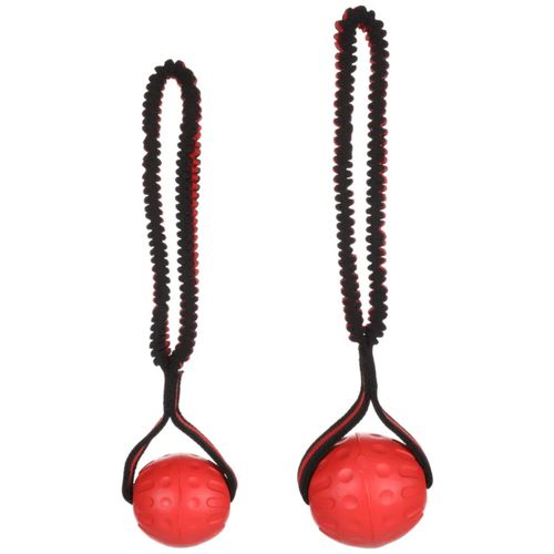 Flamingo Expanda Ball - gumowa piłka z elastycznym uchwytem, czarno-czerwona