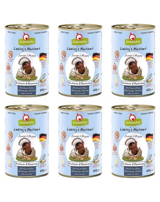 GranataPet Turkey & Coney Junior - bezzbożowa mokra karma dla szczeniaka, indyk i królik - 6x 400g