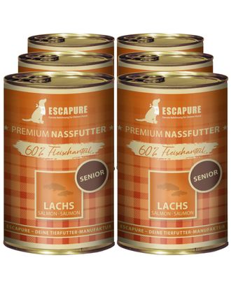 Escapure Senior Lachs - mokra karma dla psa seniora, łosoś i śledź z warzywami - 6x 400g