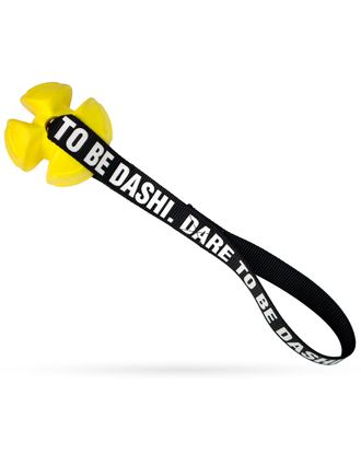 Dashi Yellow TPR Ball 8cm - gumowy szarpak dla psa, z uchwytem taśmowym