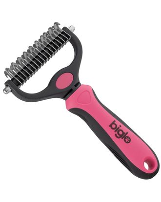 Biglo Large Undercoat Rake Pink - trymer hakowy dwustronny dla psa i kota, różowy