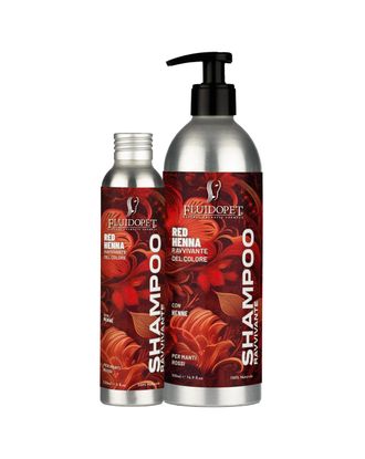 FluidoPet Henna Natural Shampoo - profesjonalny szampon podbijający czerwony, rudy, mahoniowy, złoty, brązowy kolor sierści, koncentrat 1:10