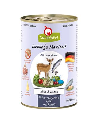 GranataPet Venison Salmon - bezzbożowa mokra karma dla psa, dziczyzna i łosoś - 400g