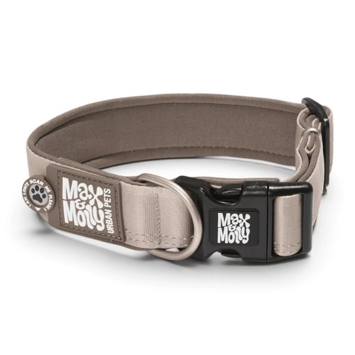 Max&Molly GOTCHA! Smart ID Matrix 2.0 Extra Wide Collar Sand - szeroka obroża dla psa z identyfikatorem QR, piaskowy beż