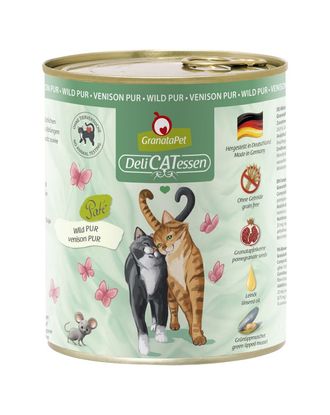 GranataPet DeliCatessen Venison Pur - bezzbożowa mokra karma dla kota, dziczyzna - 800g