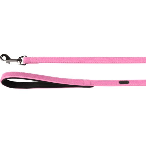 Flamingo Leash Leza Pink - smycz dla małego psa, uchwyt z podszyciem, sztuczna skóra, różowa, 15mm/100cm