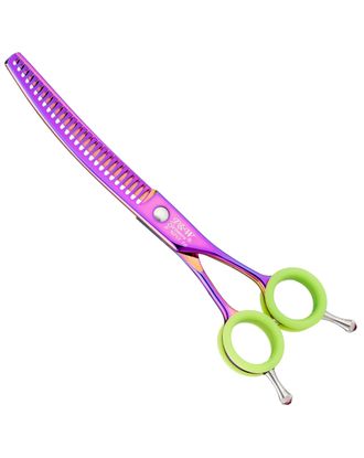 P&W ButterFly Curved Chunker Scissors 7" - degażówki groomerskie gięte, 27 ząbków typu chunkers