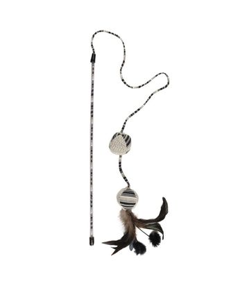 Flamingo Cat Pirin Dangler 2 Balls - stylowa wędka dla kota z 2 piłeczkami, piórkami i pomponikami, z kocimiętką