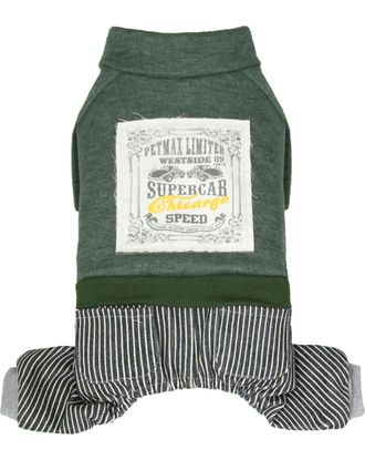 Dobaz ubranko dla psa bluza i spodnie w paski, zielone