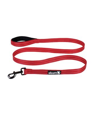 Alcott Adventure Leash 180cm Bright Red - odblaskowa smycz taśmowa dla psa, intensywna czerwień