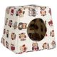 Record Gufetto Igloo Pet Bed 43x43x40cm - legowisko budka dla psa i kota, bez poduszki, wzór sowy