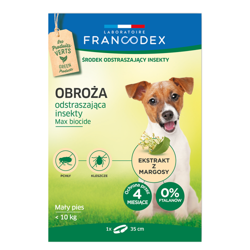 Francodex Repellent Collar - obroża przeciw insektom dla psów i szczeniąt poniżej 10kg (35cm)