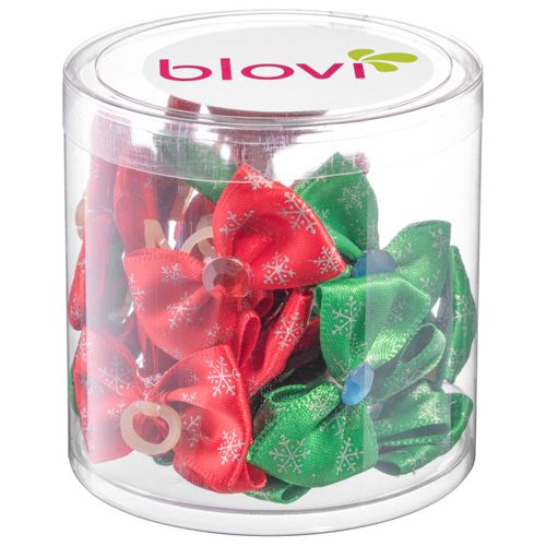 Blovi Christmas Bows Snowflake 25szt. - czerwone i zielone świąteczne kokardki dla psa, wzór w śnieżynki