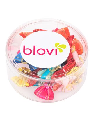 Blovi Bows 25szt. - kolorowe kokardki dla psa, z kwiatkiem i złotą nitką, na gumce