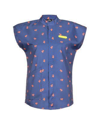 Artero Coral Poodle Smock Moscu - bluza groomerska z motywem pudli, granatowa