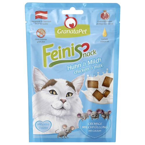 GranataPet FeiniSnack Chicken & Milk 50g - chrupiące smaczki dla kota, kurczak i mleko