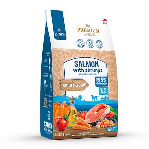 Pokusa Premium Selection Salmon & Shrimps - bezzbożowa karma dla dorosłego psa, łosoś i krewetki