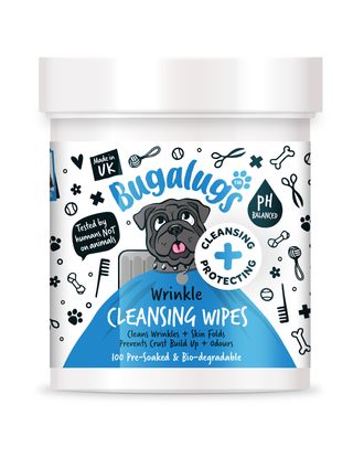 Bugalugs Wrinkle Cleansing Wipes 100szt. - biodegradowalne waciki do fałd skórnych psa i kota