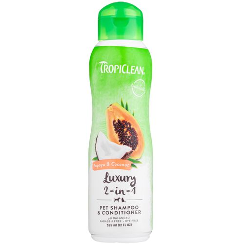Tropiclean Papaya & Coconut 2w1 - owocowy szampon i odżywka w jednym dla psa i kota
