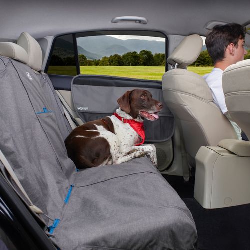 Kurgo Non-Slip Grip Bench Seat Cover -  wodoodporny pokrowiec do samochodu dla psa, na tylną kanapę, szary