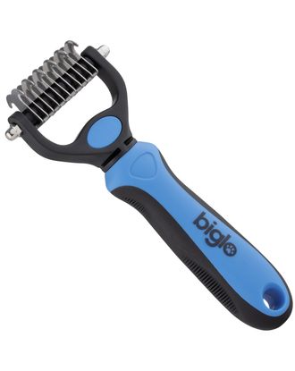 Biglo Small Undercoat Rake Blue - trymer hakowy dwustronny dla psa i kota, niebieski, mały