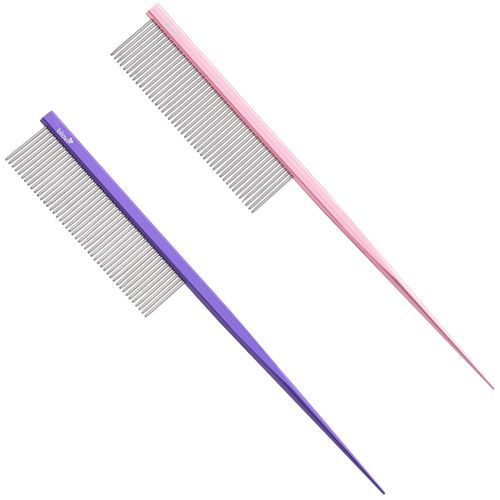 Blovi Rat Tail Comb Dense 18 cm - metalowy grzebień ze szpikulcem, z gęstym rozstawem pinów