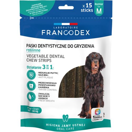 Francodex Dental Chews 15szt. - przysmaki dentystyczne dla średnich psów, usuwające kamień i brzydki zapach z pyska