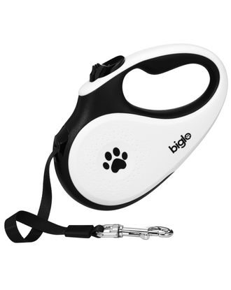 Biglo Ergo Plus White Retractable Leash - smycz automatyczna dla psa, z antypoślizgowym uchwytem