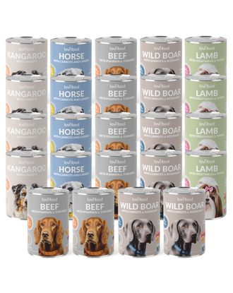 Lovi Food 24x 400g Bundle - Wet Food for Adult Dogs, Grainf-Free, Set of 5 Flavors