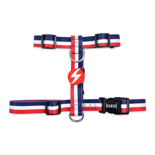 Dashi Stripes Red & Blue Back Harness - regulowane szelki guard dla psa, paski czerwono-niebieskie