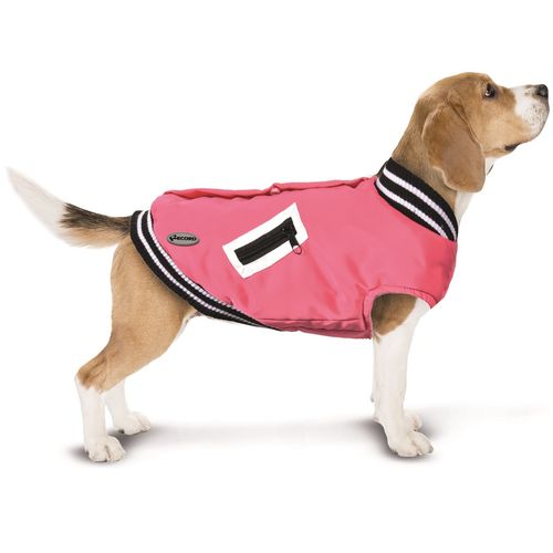 Record Baseball Pink Jacket - zimowa kurtka bejsbolówka dla psa, na rzep, różowa