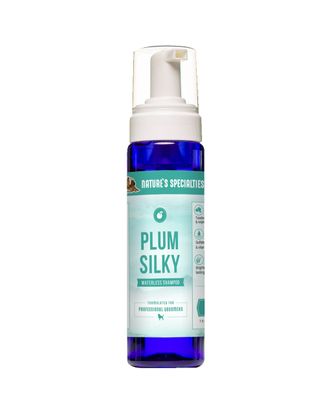 Nature&#039;s Specialties Plum Silky Waterless Shampoo - delikatny suchy szampon dla psa i kota, ożywiający kolor sierści - 222ml