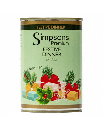 Simpsons Premium Festive Dinner - Grain Free Wet Dog Food with Turkey, Duck and Goose - 400g